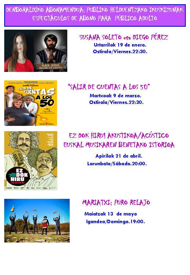 ESPECTÁCULOS DE ABONO PARA PÚBLICO ADULTO ESPECTÁCULOS DE ABONO PARA PÚBLICO ADULTO