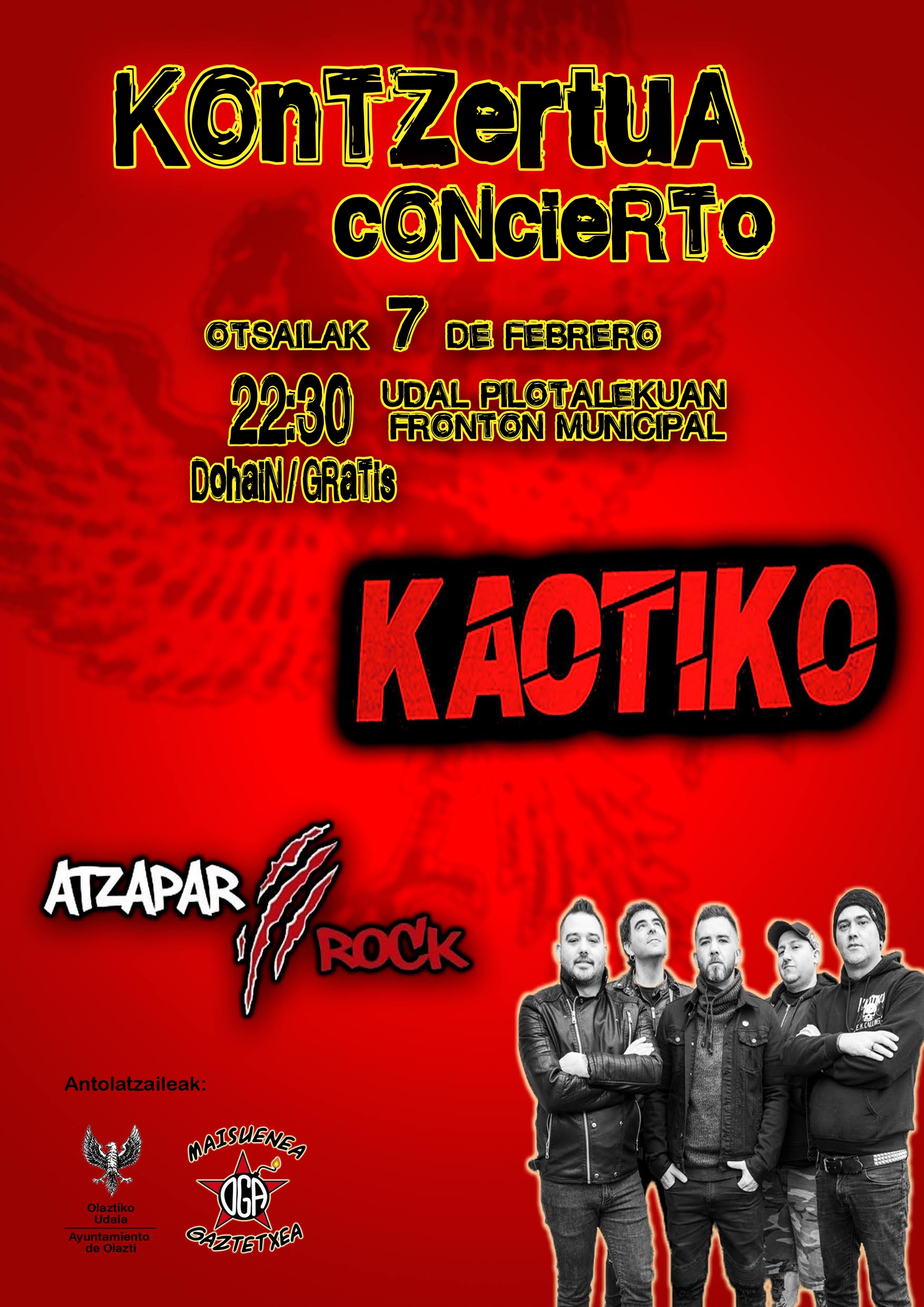 CONCIERTO: ATZAPAR ROCK & KAOTIKO CONCIERTO: ATZAPAR ROCK & KAOTIKO