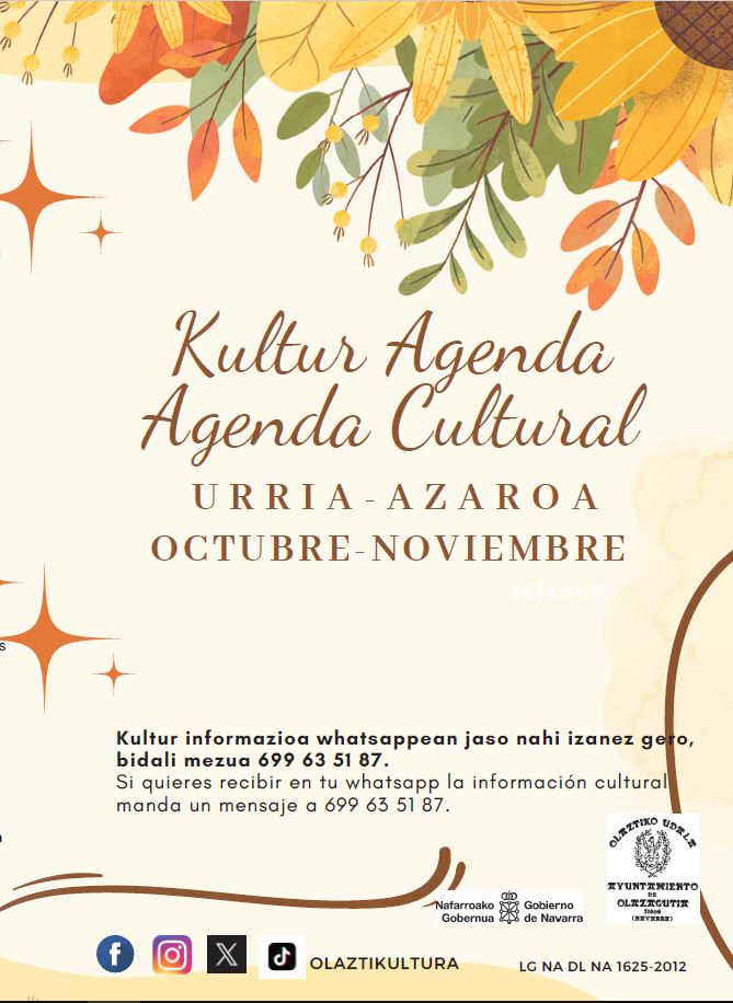 Agenda Cultural. El documento PDF se abrirá en nueva ventana. Tamaño 3.23 MB
