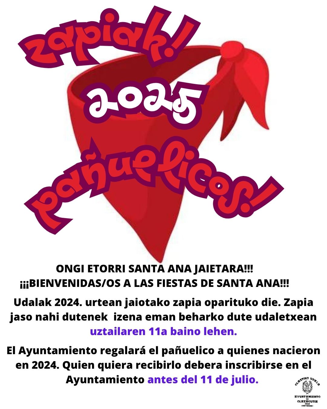 SANTA ANA: PAÑUELICOS PARA TXIKIS SANTA ANA: PAÑUELICOS PARA TXIKIS